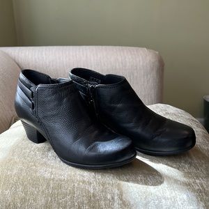 Clarks black leather booties